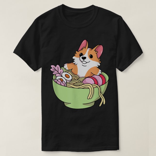 Camiseta Corgi Ramen Cute Perro Japonés, Gracioso Corgi (Diseño del anverso)
