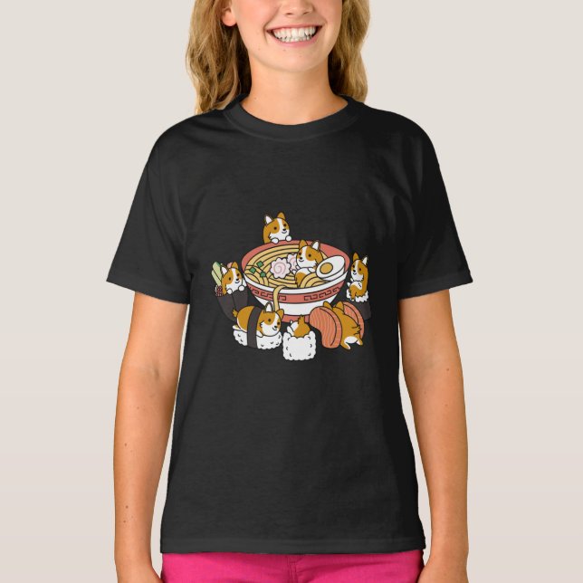 Camiseta Corgi Ramen Sushi (Anverso)