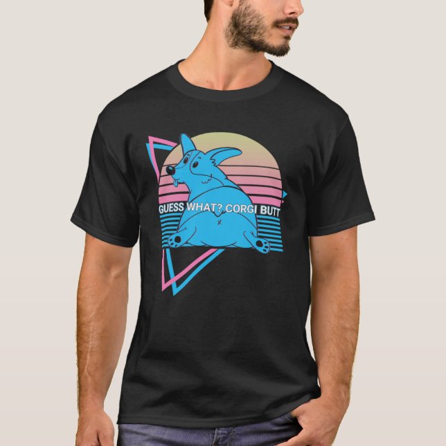 Camiseta Corgi Retro Adivinen Qué Corgi Butt (Anverso)
