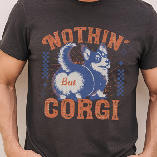 Camiseta Corgi Retro Nada Más Que Corgi Butt Naranja Y Azul