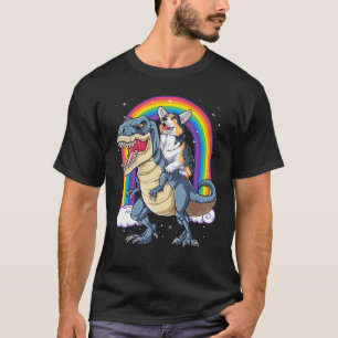 Camiseta Corgi Riding Dinosaur T rex Boys Chicas Rainbow Sp
