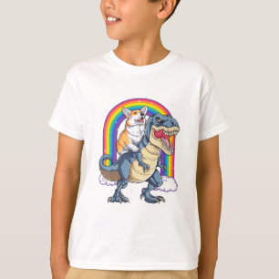 Camiseta Corgi Riding Dinosaur T rex Funny Space Galaxy Rai