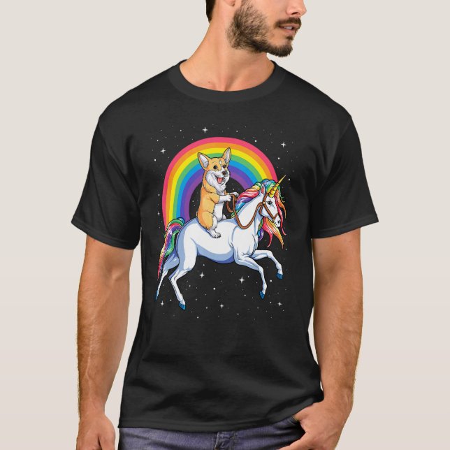 Camiseta Corgi Riding Unicorn Chicas niños Gala espacial ar (Anverso)