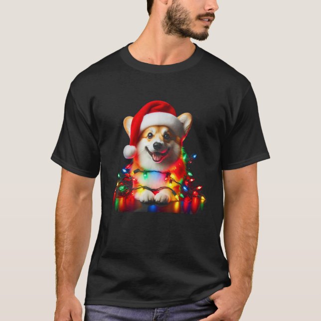 Camiseta Corgi Santa Christmas Tree enciende a los chicos C (Anverso)