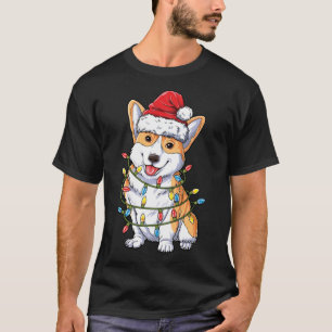 Camiseta Corgi Santa Christmas Tree enciende Navidad Perro 