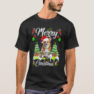 Camiseta Corgi Santa Christmas Tree iluminó al perro de Nav