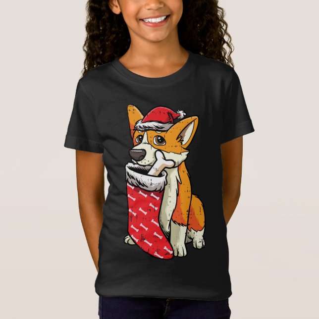 Camiseta Corgi Santa Hat Navidades Pajama Cute Perro Cachor (Anverso)