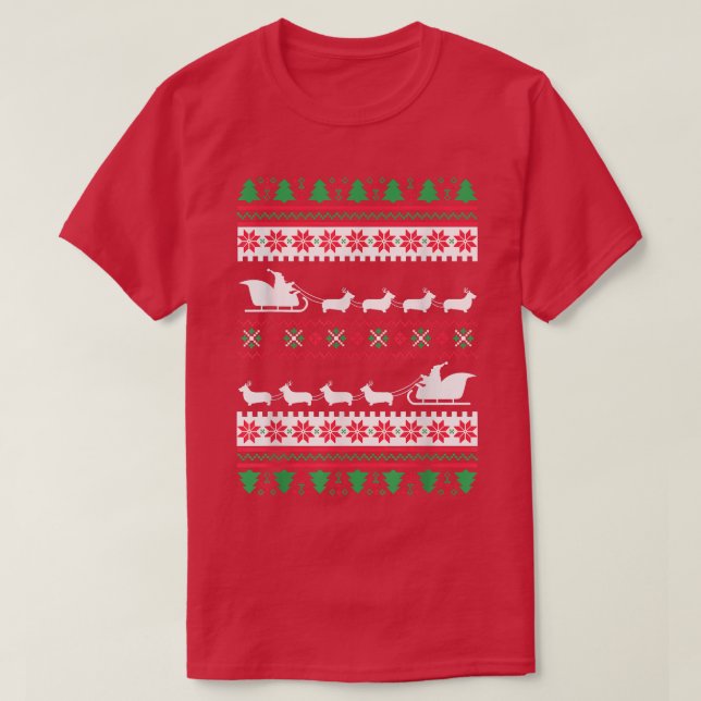Camiseta Corgi Santas Navidades de renos Feo  (Diseño del anverso)