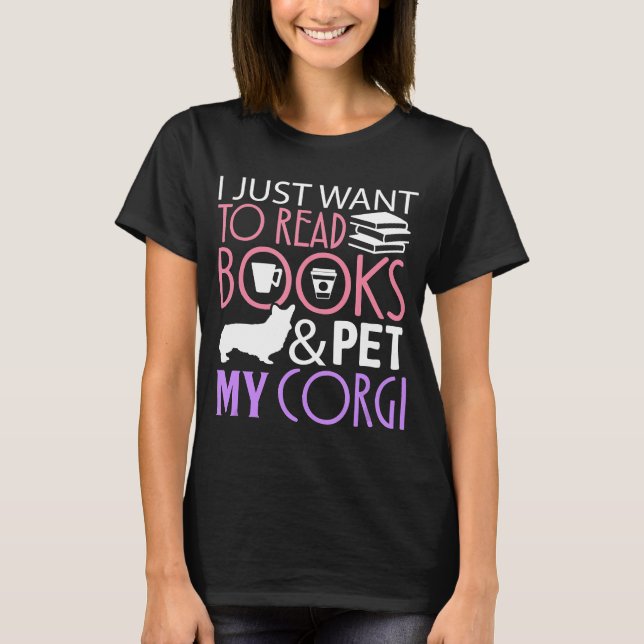 Camiseta Corgi Schnauzer Leyendo libro Dog Read Tee (Anverso)