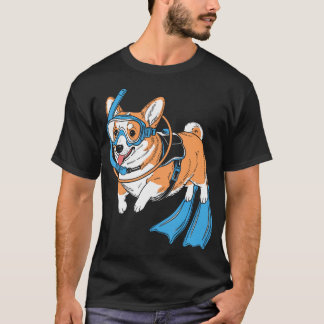 Camiseta Corgi Scuba Diver Under Water Diving Scuba Divers