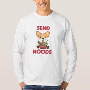 Camiseta Corgi Send Noods Ramen Cute Kawaii Noodles Dogs