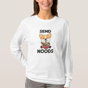 Camiseta Corgi Send Noods Ramen Cute Kawaii Noodles Dogs