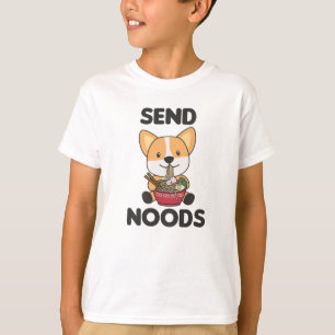 Camiseta Corgi Send Noods Ramen Cute Kawaii Noodles Dogs