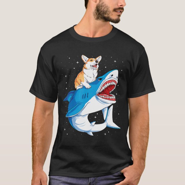 Camiseta Corgi Shark T Niños Hombres Galaxia Espacial Jawso (Anverso)
