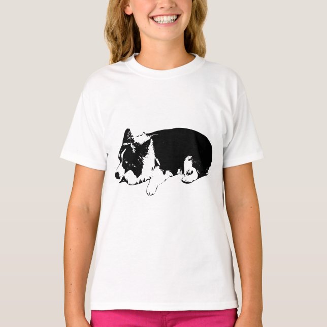 Camiseta corgi silencio nieve, alegría suave (Anverso)