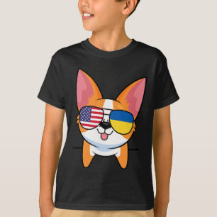 Camiseta Corgi Singles Usa Bandera Americana De Ucrania Kaw