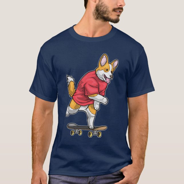 Camiseta Corgi Skater Skateboard (Anverso)