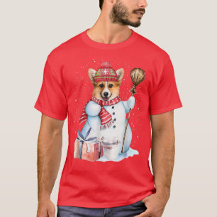 Camiseta Corgi Snowman Snowman Santa Hat Love Puppy Dog Chr