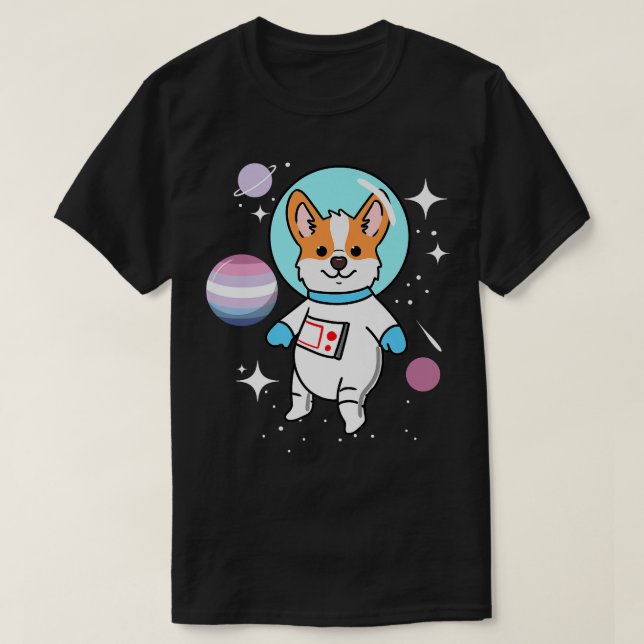 Camiseta Corgi Space Bigender Pride-621 (Diseño del anverso)
