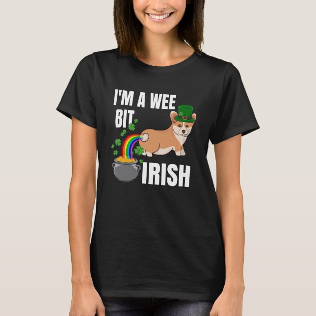 Camiseta Corgi St Patrick's Day I m a Wee Bit Irish (Anverso)
