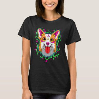 Camiseta Corgi Sugar Skull Dia De Los Muertos Day Of The De