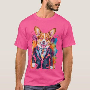 Camiseta Corgi Suit Perro colorido divertido arte animal Im