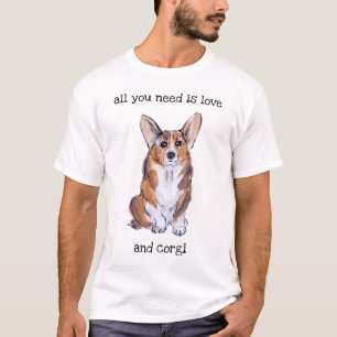 Camiseta Corgi sumie y pintura acuarela