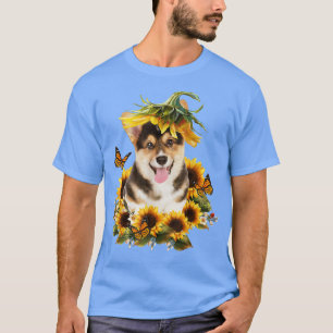 Camiseta Corgi Sunflower Mariposa Cute Perro Lover Regalos