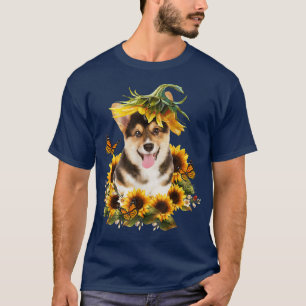 Camiseta Corgi Sunflower Mariposa Cute Perro Lover Regalos