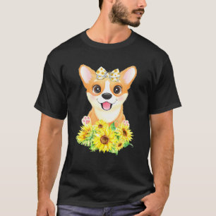 Camiseta Corgi Sunflower Para Los Niños Chicas