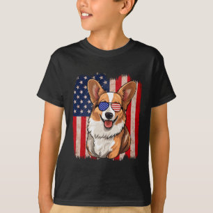 Camiseta Corgi Sungles Bandera Estadounidense Patriótica 4 