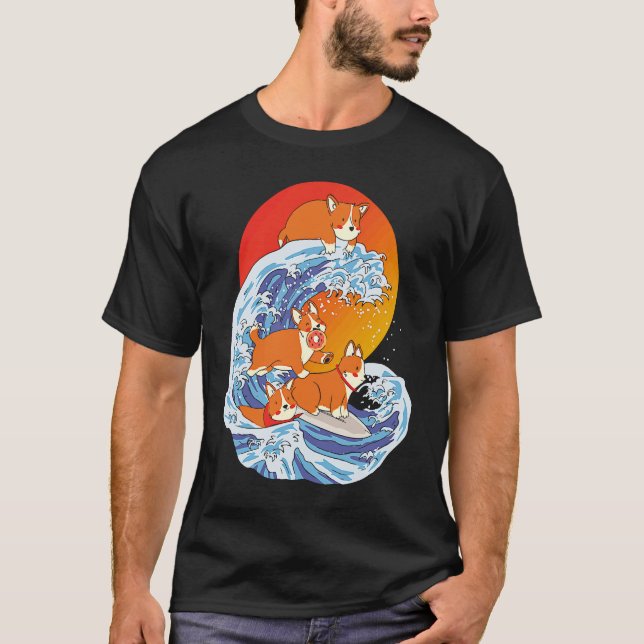 Camiseta Corgi Surfer Surfing Surf Board Corgi (Anverso)