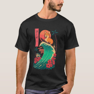 Camiseta Corgi Surfing Ola Japonesa