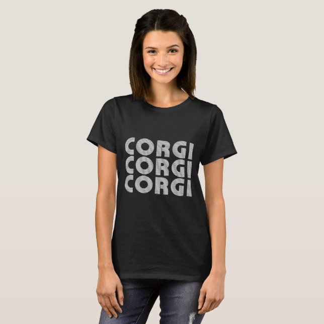 Camiseta Corgi Texto blanco moderno (Anverso completo)