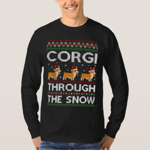 Camiseta Corgi Through Snow Matching Ugly Christmas