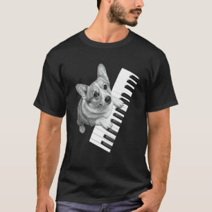 Camiseta Corgi Tocando Piano Amante de los Perros Pianista