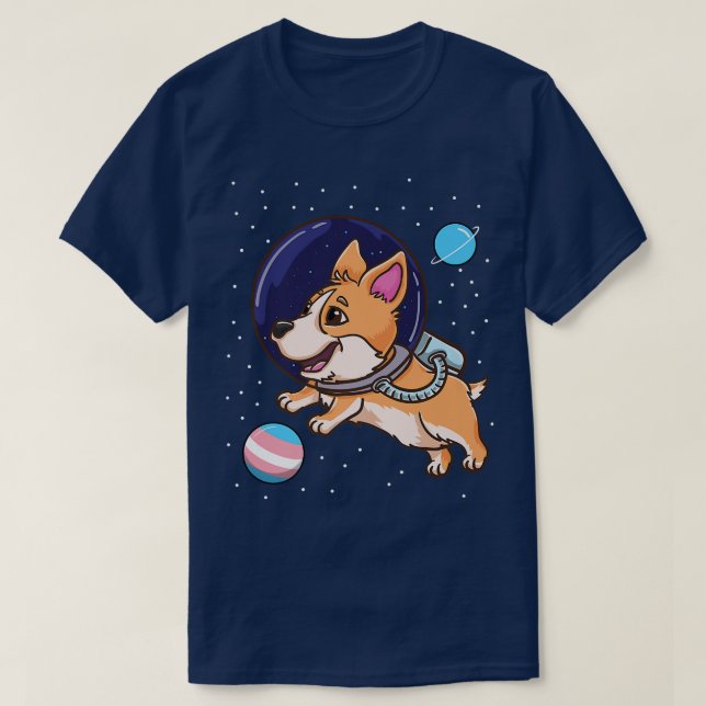Camiseta Corgi Transgénero En El Espacio Trans Pride1333 (Diseño del anverso)