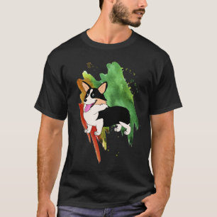 Camiseta Corgi tricolor Galés con un chapoteo