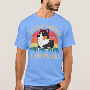 Camiseta Corgi tricolor Tengo amigos en negro