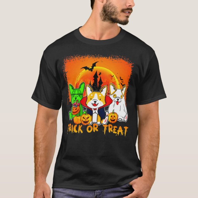 Camiseta Corgi Truco o Trato Monstruo Drácula (Anverso)