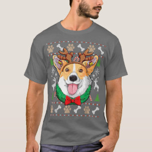 Camiseta Corgi Ugly Navidades renos Antlers Xmas Chicas K