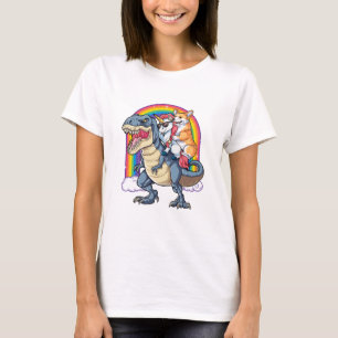 Camiseta Corgi Unicorn Montando Dinosaurios T rex Shirs par