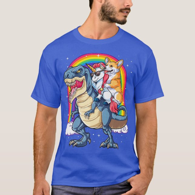 Camiseta Corgi Unicorn Riding Dinosaur T re Gifts Boys (Anverso)