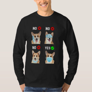 Camiseta Corgi Usa Máscara De Cara Distancia Social Derecha