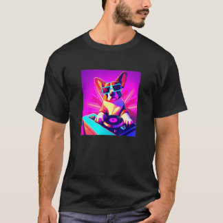 Camiseta Corgi Vaporwave DJ Dog Aesthetic Boys Girls Men W