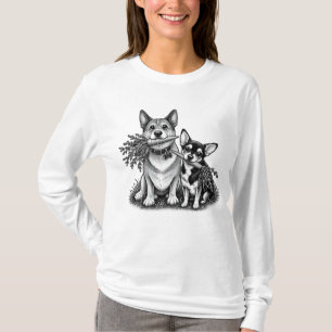 Camiseta Corgi vegano y Chihuahua con zanahorias