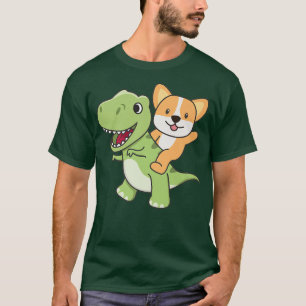 Camiseta Corgi Viaja En Tre Cute Tyrannosaurus Con Perros-6