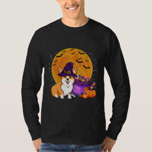 Camiseta Corgi Witch Autumn Fall Pumpkin Halloween Costume