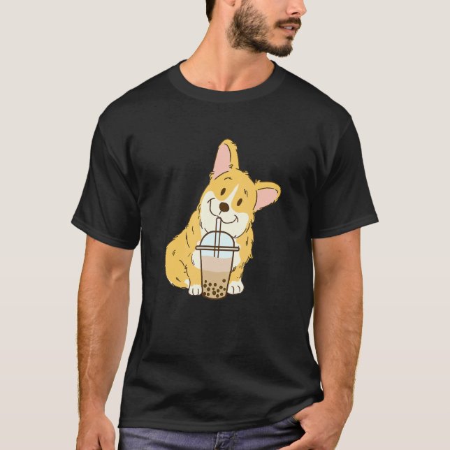 Camiseta Corgi y Boba Bubble Tea de la leche (Anverso)