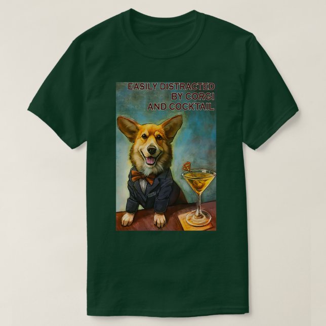Camiseta Corgi Y Cóctel (Diseño del anverso)